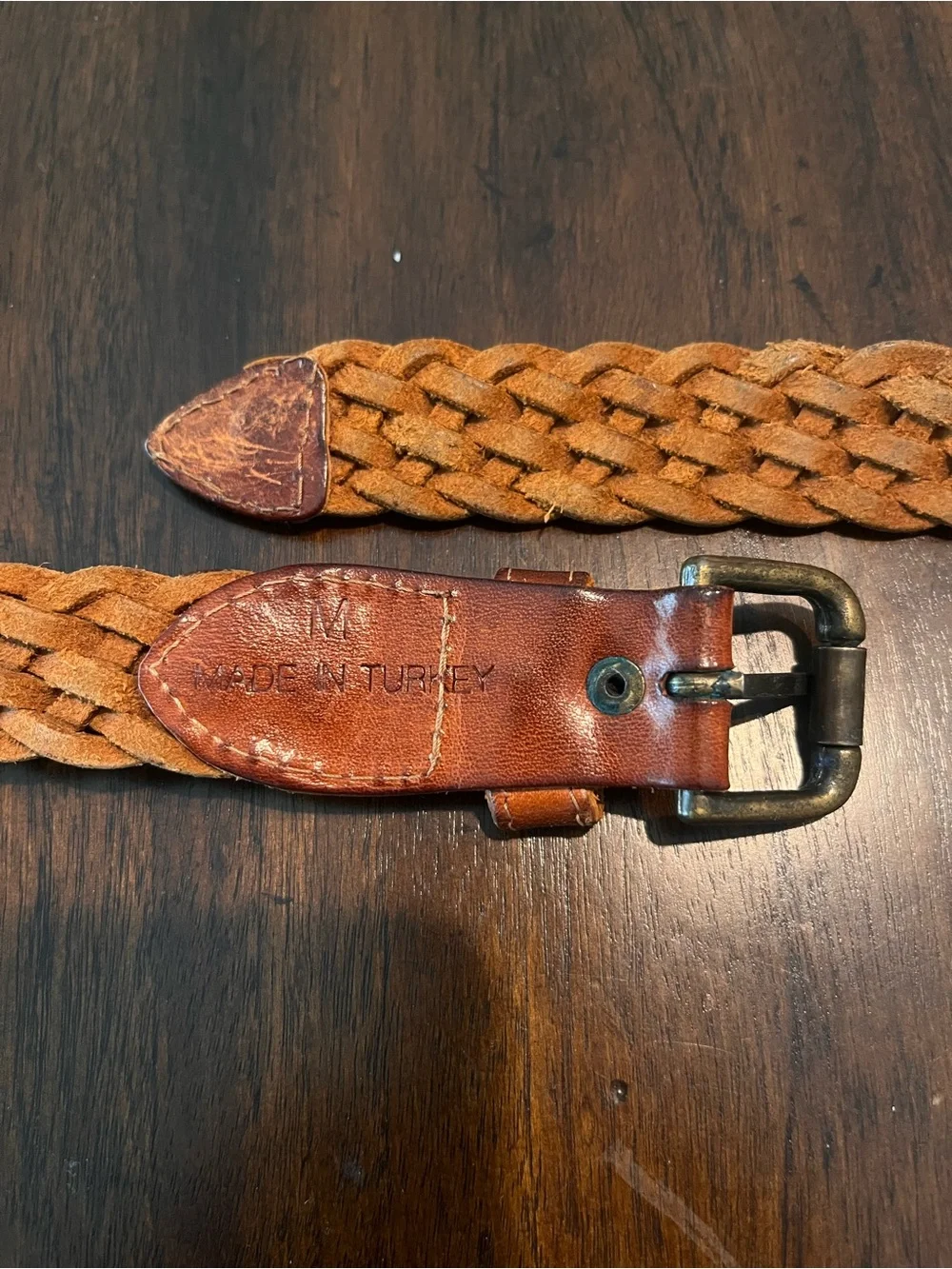 Braided Leather Belt — Brown